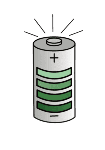 tekening van een batterij die oplaad.