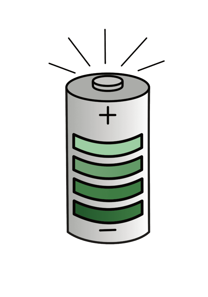 tekening van een batterij die oplaad.